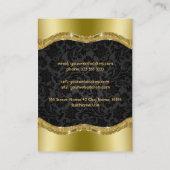 Elegante zwart en gouden  damasks 4 visitekaartje (Achterkant)