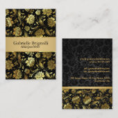 Elegante zwart en gouden Damasks 5 Visitekaartje (Voorkant / Achterkant)