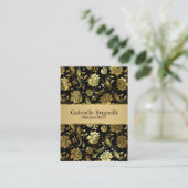 Elegante zwart en gouden Damasks 5 Visitekaartje (Staand voorkant)