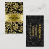Elegante zwart en gouden  damasks visitekaartje (Voorkant / Achterkant)