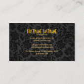 Elegante zwart en gouden  damasks visitekaartje (Achterkant)