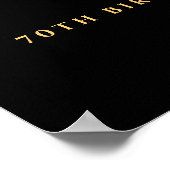 Elegante zwart en gouden glitter 70e verjaardagsfe poster