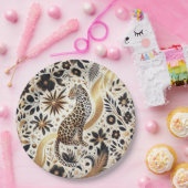 Elegante zwart en gouden glitter Luipaard Papieren Bordje (Feest)