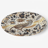Elegante zwart en gouden glitter Luipaard Papieren Bordje (Gekanteld)