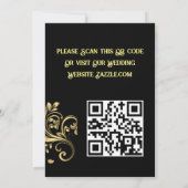 Elegante Zwart en Gouden Huwelijksdouane QR Code Kaart (Achterkant)