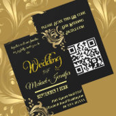 Elegante Zwart en Gouden Huwelijksdouane QR Code Kaart