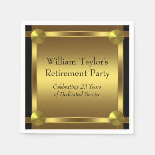 Elegante zwart en gouden pensionering servet