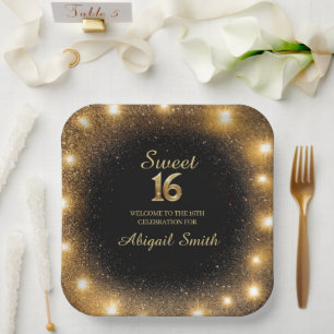 Elegante zwart en gouden Sparkle papier Borden Papieren Bordje