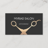 Elegante zwart en goudSchaar Salon Hair Stylist Visitekaartje (Voorkant)
