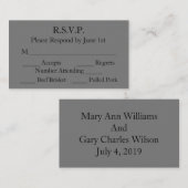 Elegante zwart en grijs Formele bruiloft RSVP Kaar Informatiekaartje (Voorkant / Achterkant)