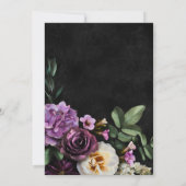 Elegante zwart en lavendel bloemenscript douche kaart (Achterkant)