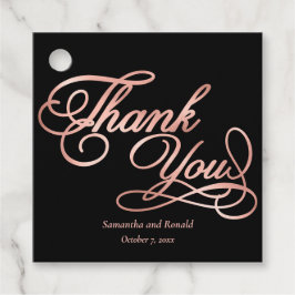 Elegante zwart en Roos gouden kalligrafie Dank u Bedankjes Labels