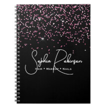 Elegante Zwart en Roze Glitter Salon Bedrijf