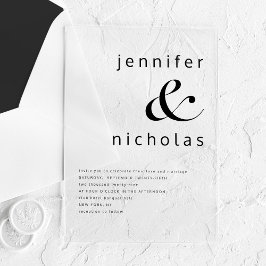 Elegante Zwart En Wit Ampersand Bruiloft Acryl Uitnodigingen