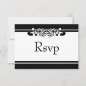 Elegante zwart en wit bloeien bruiloft RSVP Kaart (Voorkant)