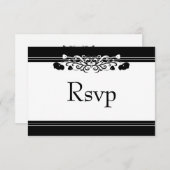 Elegante zwart en wit bloeien bruiloft RSVP Kaart (Voorkant / Achterkant)