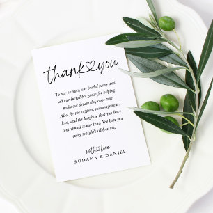 Elegante Zwart en Wit Calligrafie Hart Trouwdag Plaatskaartje