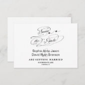 Elegante Zwart en Wit Calligrafie Save The Date (Voorkant / Achterkant)