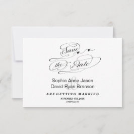 Elegante Zwart en Wit Calligrafie Save The Date