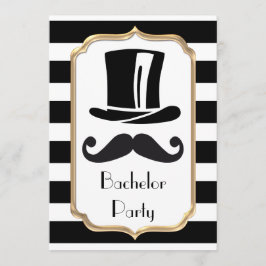 Elegante Zwart en Witte Streep Verlovingsfeest Kaart
