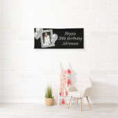 Elegante Zwart en Zilver Foto & Ballonnen Verjaard Spandoek (Insitu)