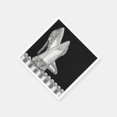 Elegante zwart en zilver glitter hoge hak schoen servetten (Hoek)