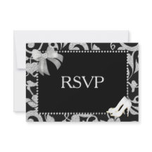 Elegante zwart en zilveren bruiloft RSVP
