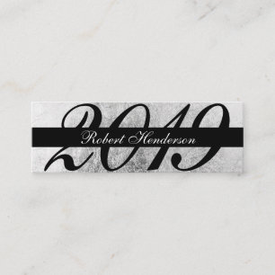 Elegante zwart en zilveren folie insert afstuderen contactkaartje