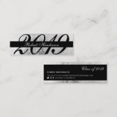 Elegante zwart en zilveren folie insert afstuderen contactkaartje (Voorkant / Achterkant)