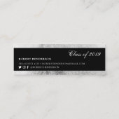 Elegante zwart en zilveren folie insert afstuderen contactkaartje (Achterkant)