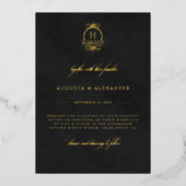 Elegante zwart fluweel textuur imitatie bruiloft folie uitnodiging (Voorkant)