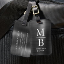 Elegante zwart geborsteld metalen met monogram 