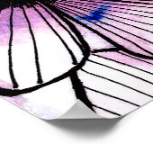 Elegante zwart gevoerde bloesems op pastel Waterve Poster (Hoek)