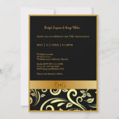 Elegante Zwart Goud 50e Huwelijksverjaardag Kaart (Achterkant)