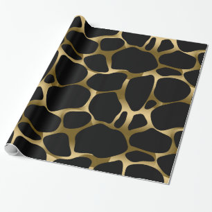 Elegante zwart & goud abstract luipaard patroon cadeaupapier