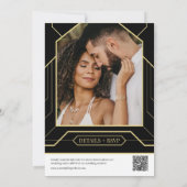 Elegante  Zwart Goud Art Deco QR Code Foto Kaart (Achterkant)