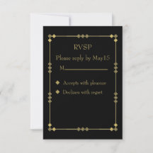 Elegante Zwart & Goud Art Deco RVSP