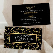 Elegante Zwart & Goud Bloemen Modern Professional Visitekaartje