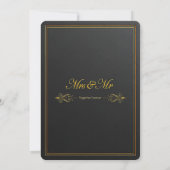 Elegante Zwart & Goud bruiloft uitnodiging Sjabloo (Achterkant)