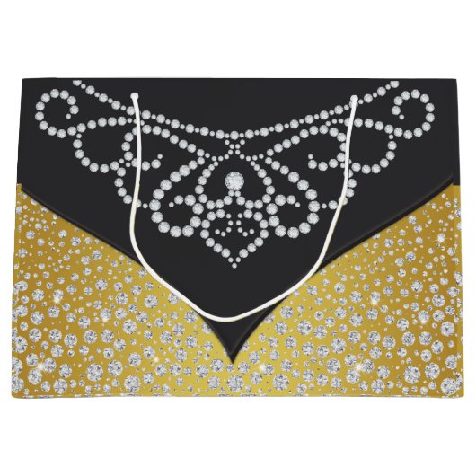 Elegante zwart goud diamant vrouwen groot cadeauzakje (Voorkant)