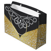Elegante zwart goud diamant vrouwen groot cadeauzakje (Achterkant Gekanteld)