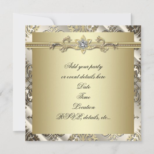 Elegante Zwart Goud Feest Kaart (Achterkant)