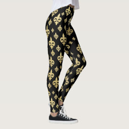 Elegante Zwart & Goud Fleur-de-Lis | Mardi Gras Leggings
