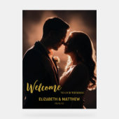 Elegante Zwart & goud foto romantische bruiloft Acryl Bord (Voorkant)