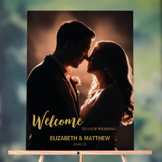 Elegante Zwart & goud foto romantische bruiloft Acryl Bord (Neutraal)