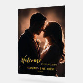 Elegante Zwart & goud foto romantische bruiloft Acryl Bord (Hoek)