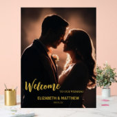 Elegante Zwart & goud foto romantische bruiloft Acryl Bord (Huwelijk)