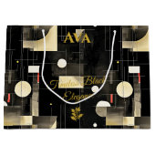 Elegante Zwart & Goud Geometrische Gift Bag Groot Cadeauzakje (Voorkant)