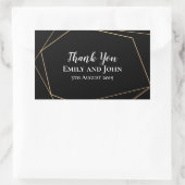 Elegante zwart & goud geometrische lijnen bruiloft rechthoekige sticker (Tas)