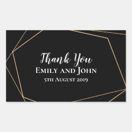 Elegante zwart & goud geometrische lijnen bruiloft rechthoekige sticker